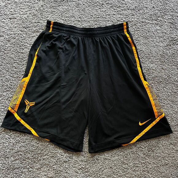 Nike Kobe Bryant Basketball Shorts Black Yellow Mamba Lakers NBA Mens 2XL NBA - Picture 1 of 11
